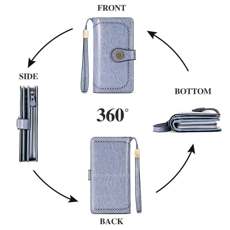 SENDEFN Wallets for Women Leather Credit Card Holder with RFID Blocking Large Capacity Wristlet - Image 4
